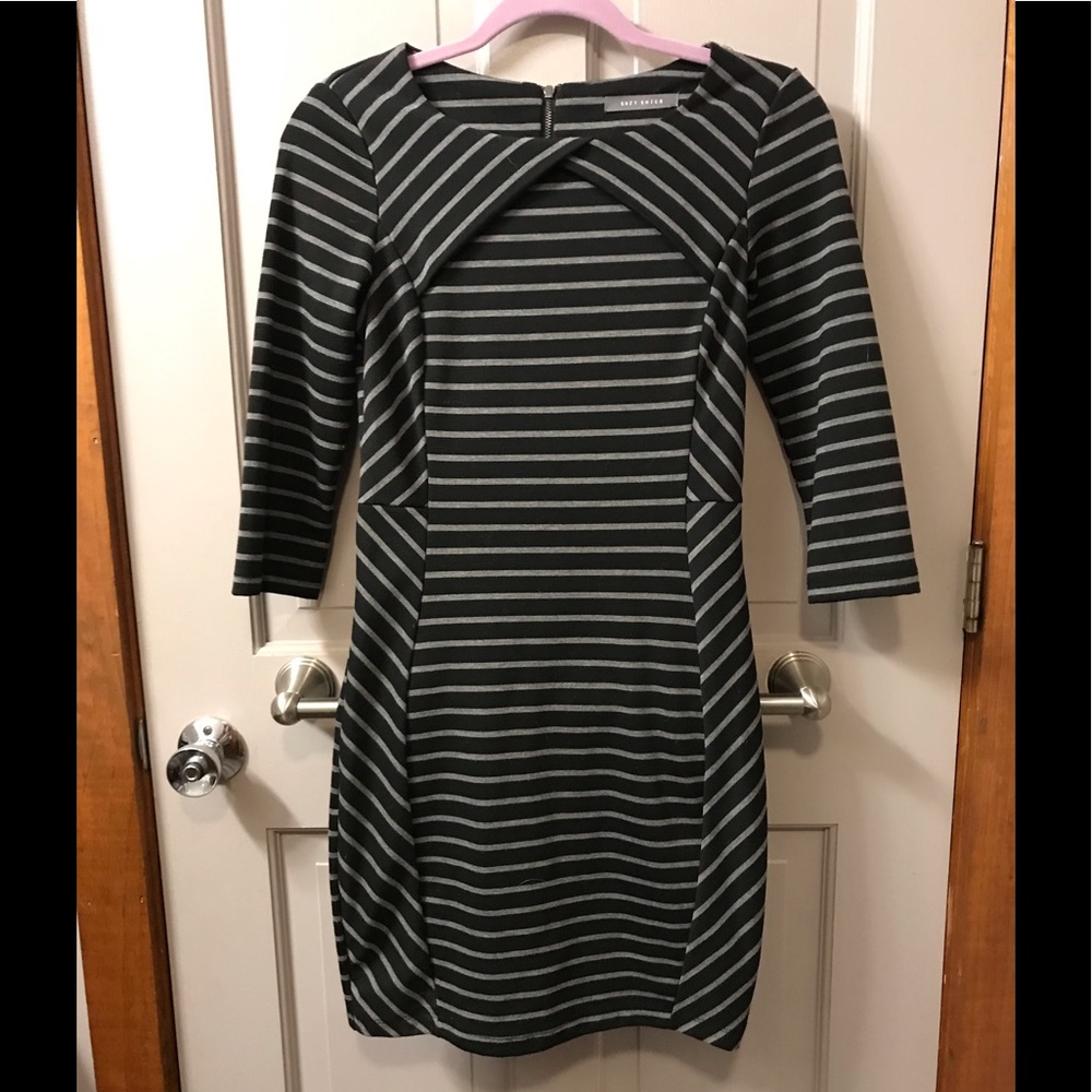 Suzy Shier 3/4 Sleeve Striped Dress